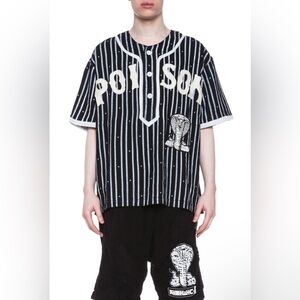 KTZ Poison Patch Baseball Linen Shirt in Black & White